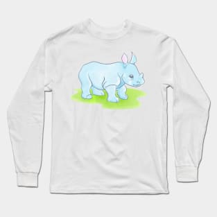 Baby Blue Rhino Long Sleeve T-Shirt